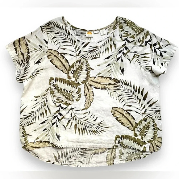 C&C California Linen Botanical Print Top - Picture 1 of 3